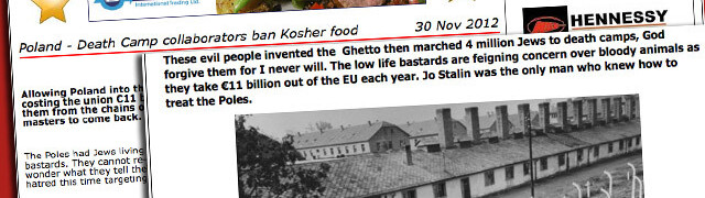 Portal handlarzy mięsem: Polacy to "szumowiny", które pognały Żydów do obozów