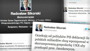 Sikorski odpowiada PiS "polskimi miliardami" i "skorumpowaną" Ukrainą