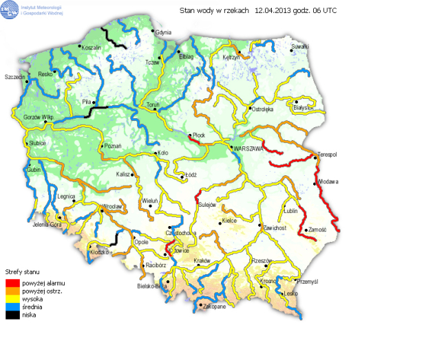 Stan wody w polskich rzekach (IMGW)